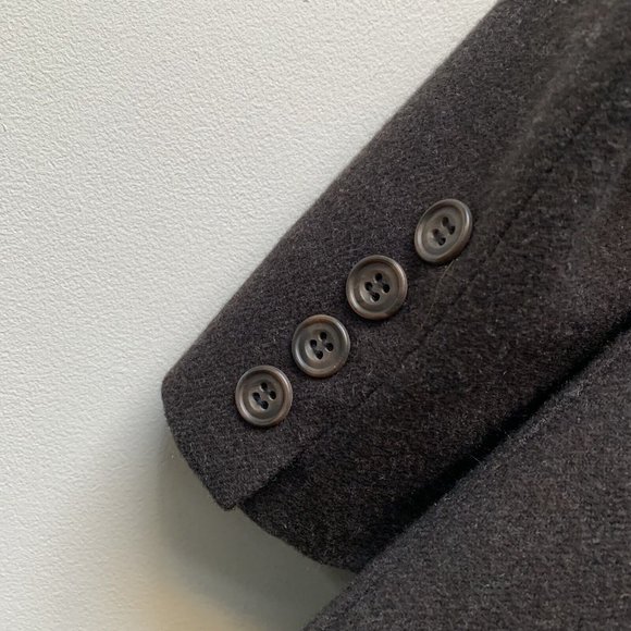 009 - Hackett London Coat Jacket Size 46 Regular Dark Brown Pure Wool Unlined - Picture 6 of 8